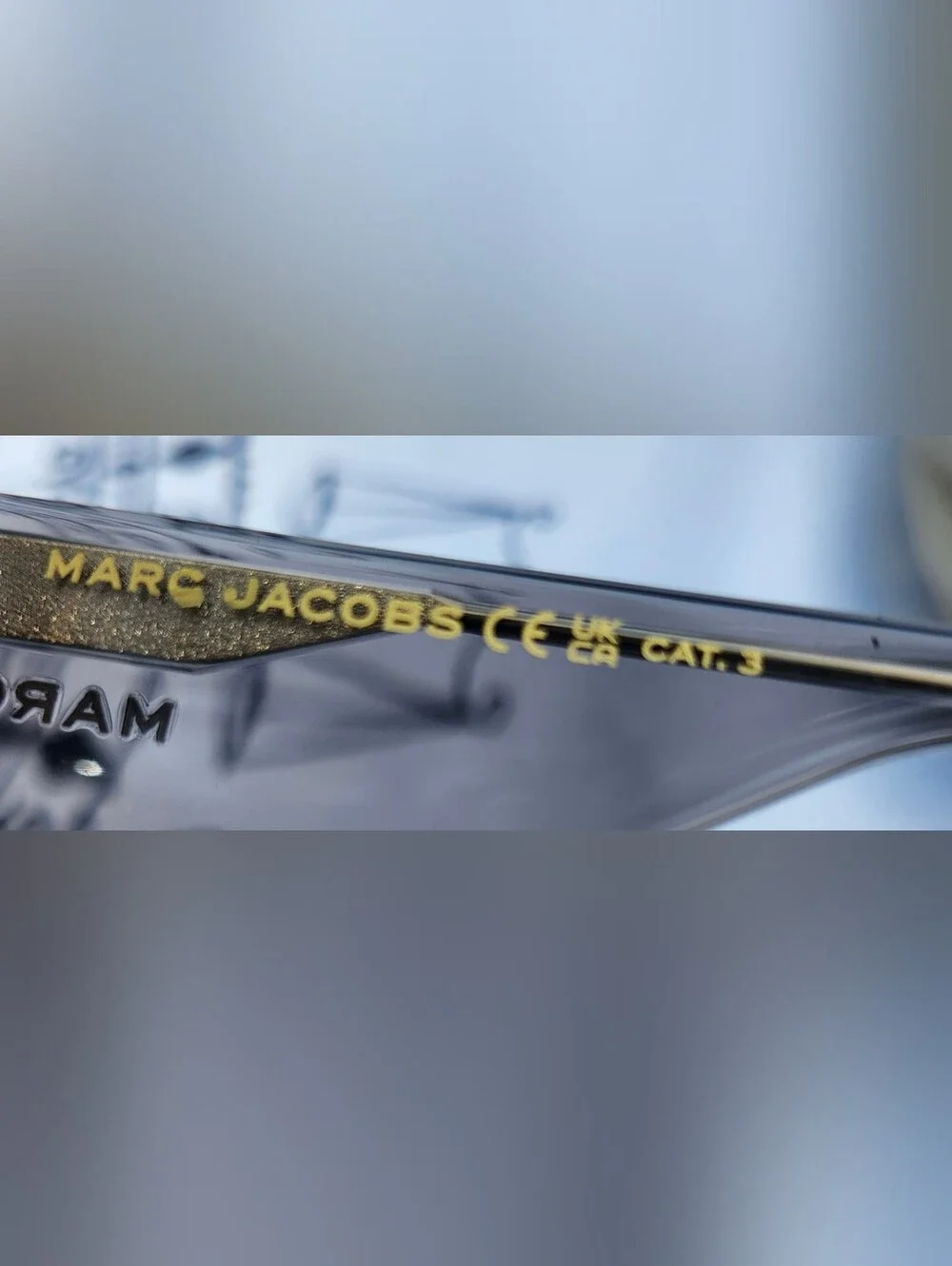 Marc Jacobs Translucent Lilac Frame Sunglasses with Gold Trim